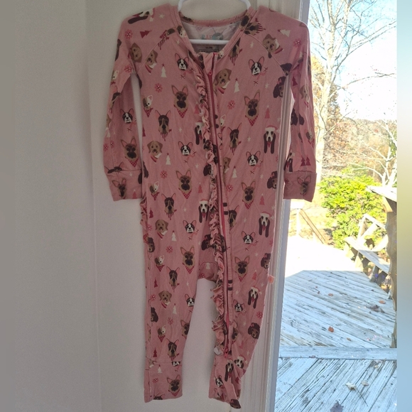 rae and crew Other - Christmas Pink Dog Print Bamboo Zippy